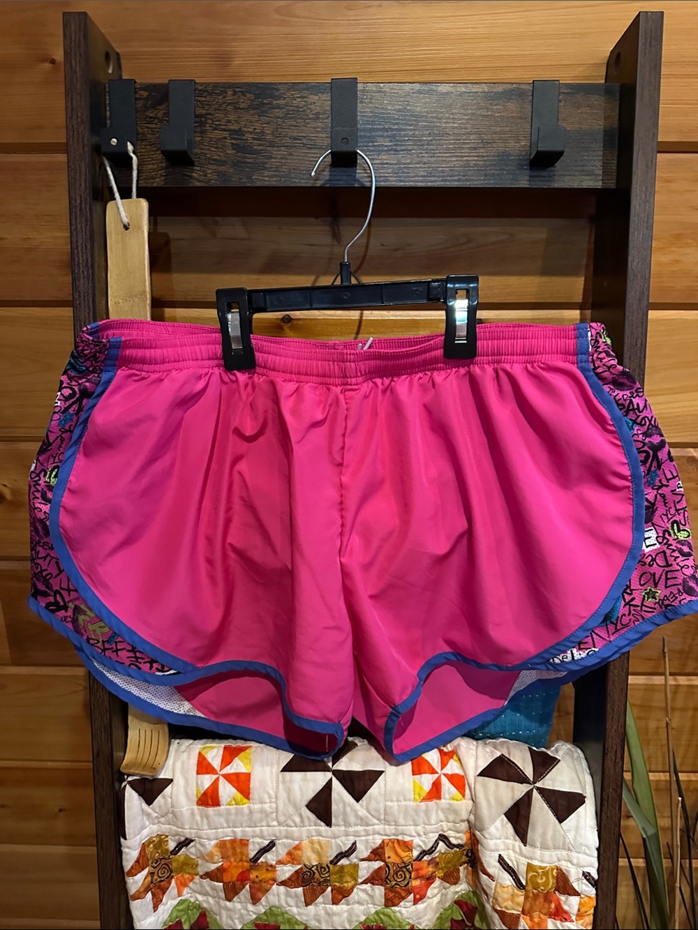 Soffe Hot Pink Athletic Shorts with Blue Trim